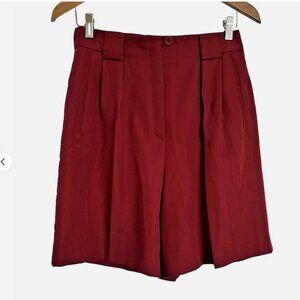 MONDI Vintage Red Mom Shorts 42 Med 10 Pleated High Waisted Wool Blend